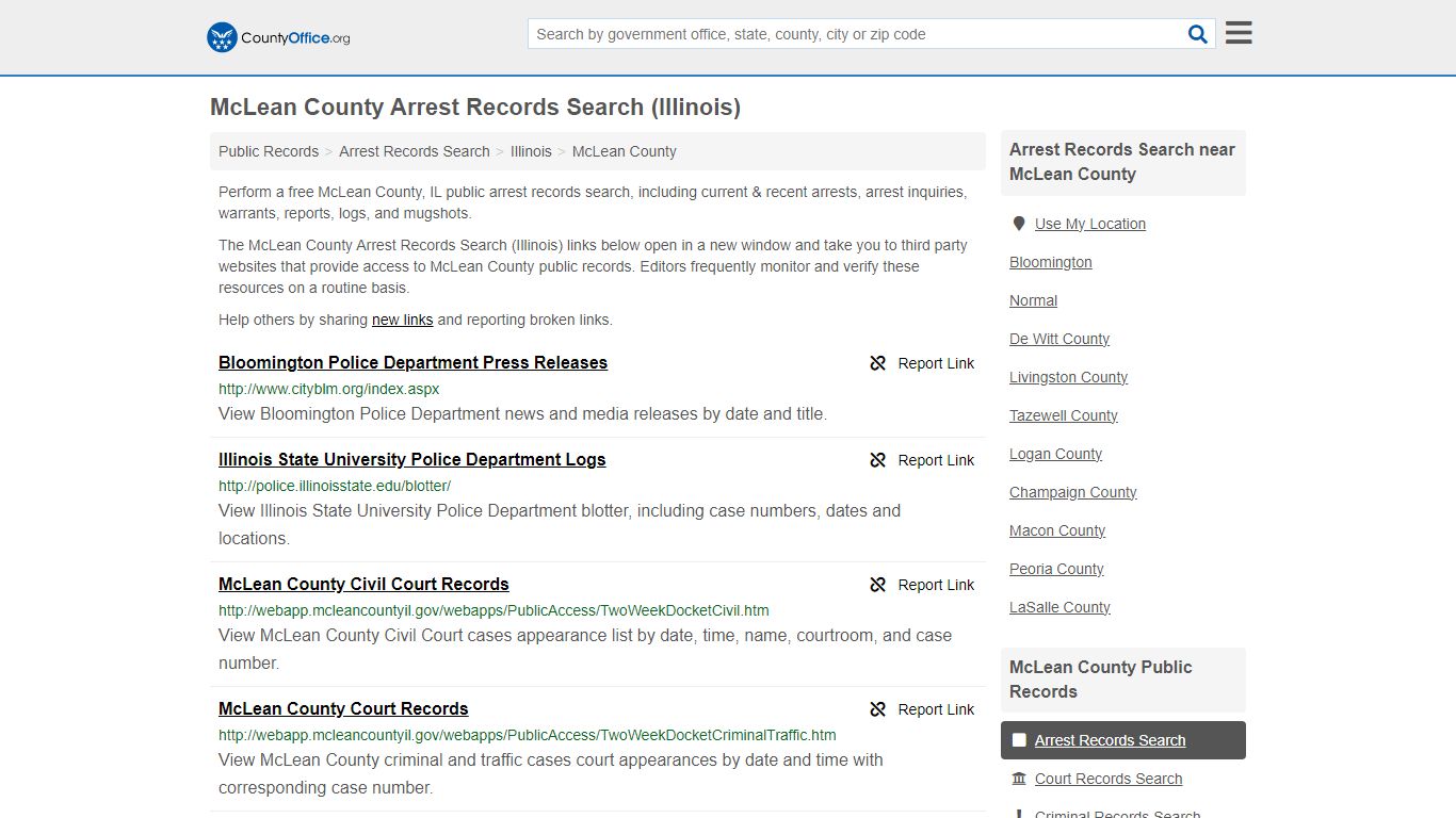 Arrest Records Search - McLean County, IL (Arrests & Mugshots)